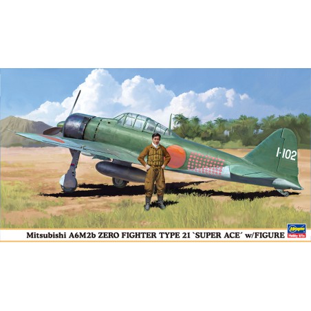 Mitsubishi A6M2b Zero Fighter Type 21 "Super Ace" w/Figure  -  Hasegawa (1/48)