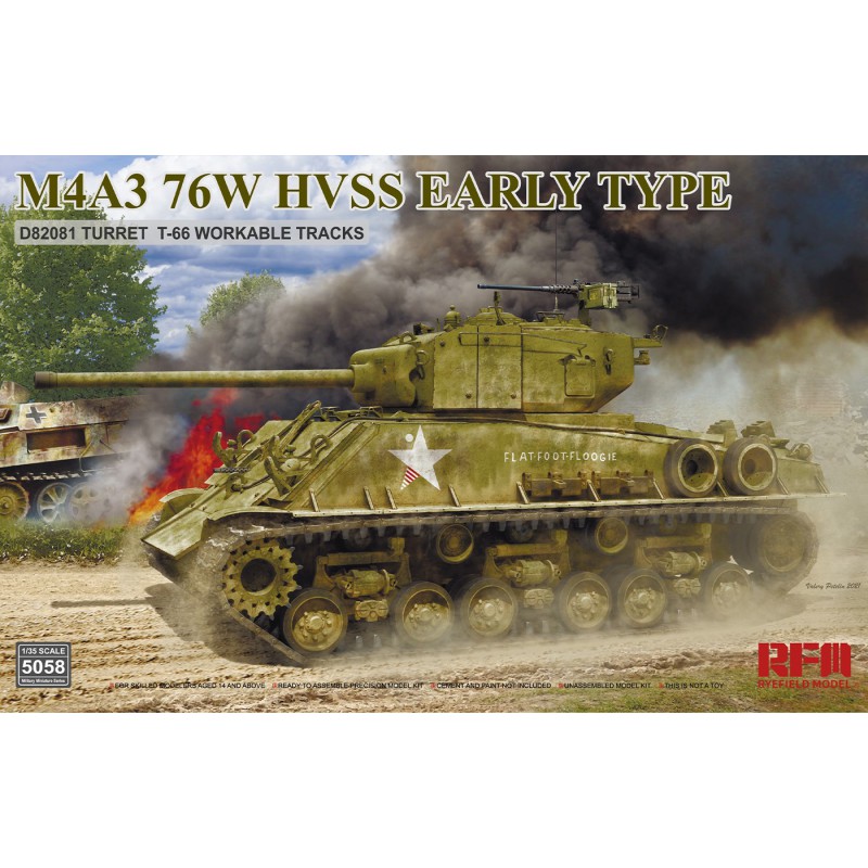 M4A3 76W HVSS Early Type D82081 Turret T-66 Workable Tracks  -  RFM (1/35)