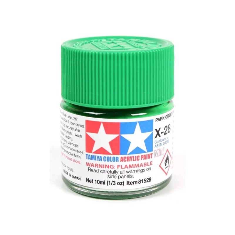 Tamiya Color Acrylic Paint Mini 10ml  -  X-28 Park Green