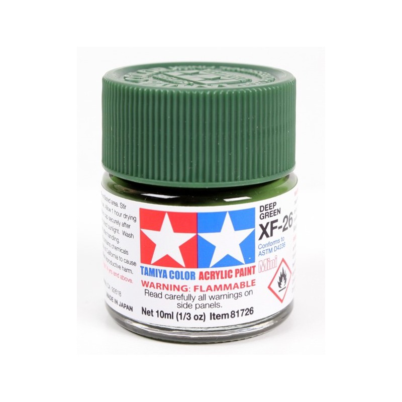 Tamiya Color Acrylic Paint Mini 10ml  -  XF-26 Deep Green