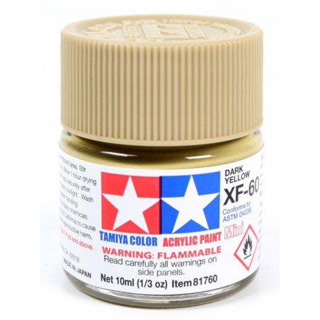 Tamiya Color Acrylic Paint Mini 10ml  -  XF-60 Dark Yellow