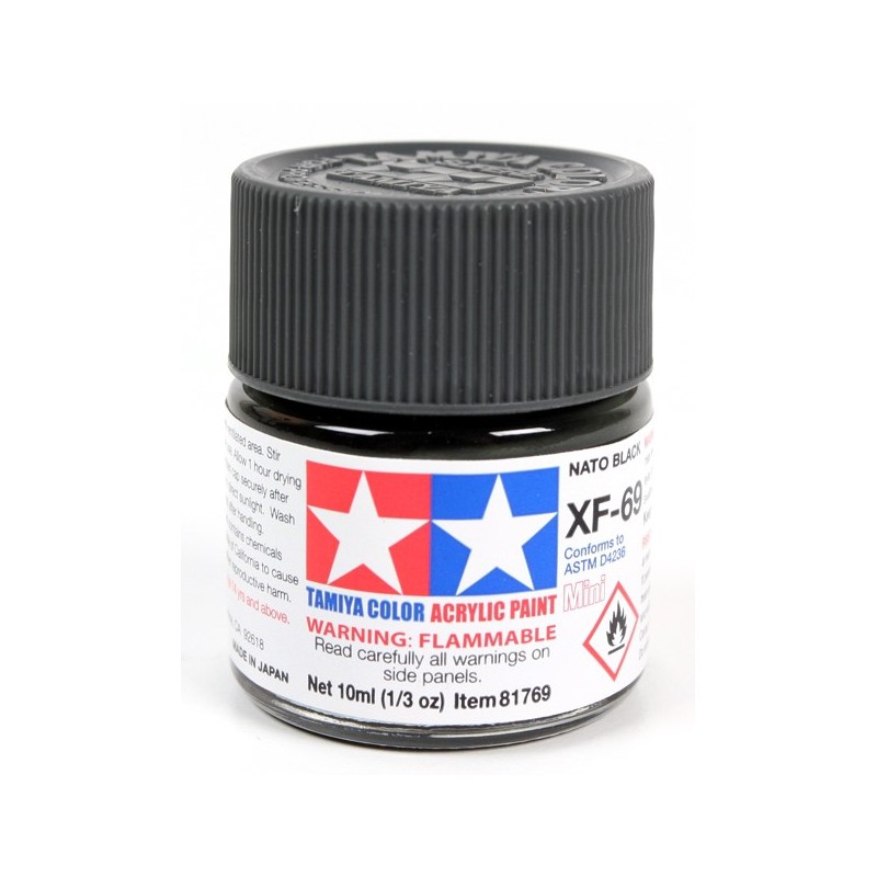 Tamiya Color Acrylic Paint Mini 10ml  -  XF-69 NATO Black