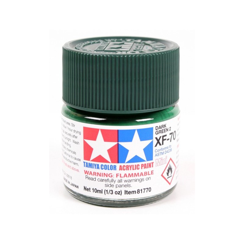 Tamiya Color Acrylic Paint Mini 10ml  -  XF-70 Dark Green 2