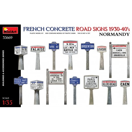 French Concrete Road Signs 1930-40's Normandy  -  MiniArt (1/35)