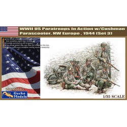 WWII U.S. Paratroops in Action w/Cushman Parascooter NW Europe 1944 (Set 3)  -  Gecko Models (1/35)