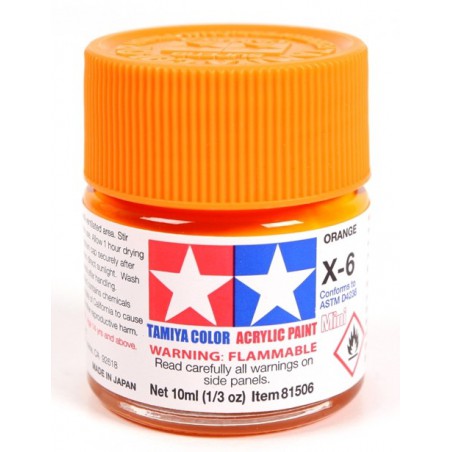 Tamiya Color Acrylic Paint Mini 10ml  -  X-6 Orange