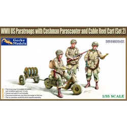 U.S. Paratroops (Set 2) with Cushman Parascooter & Cable Reel Cart  -  Gecko Models (1/35)