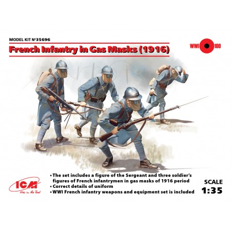 French Infantry in Gas Masks (1916) WWI  -  ICM (1/35)