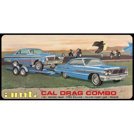 Cal Drag Combo (3in1) Racing Team • Ford Galaxie • Falcon Funny Car • Trailer  -  AMT (1/25)