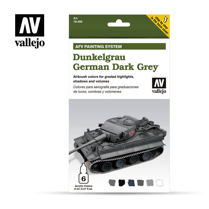 Vallejo AFV Painting System - Dunkelgrau German Dark Grey (6 pcs)