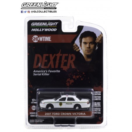 "Hollywood Series 32"  2001 Ford Crown Victoria Police " Dexter"   -  Greenlight (1/64)