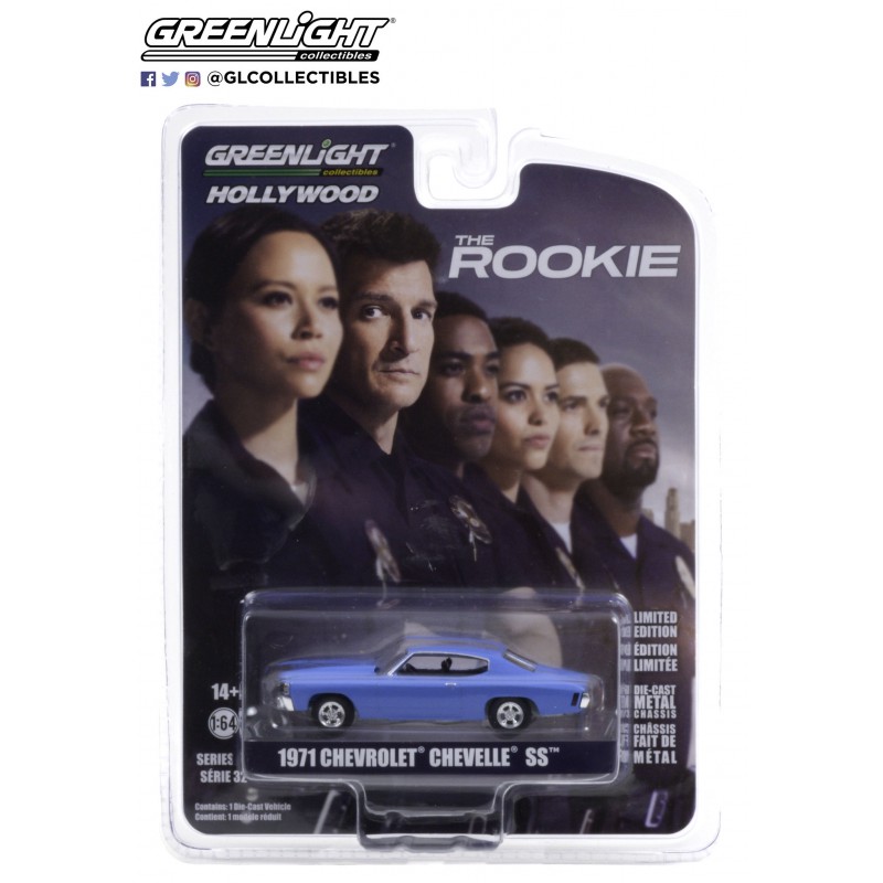 "Hollywood Series 32"  1971 Chevrolet Chevelle SS "The Rookie"  -  Greenlight (1/64)