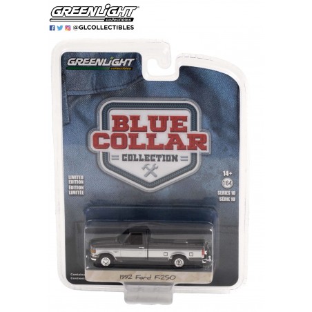 "Blue Colar Series 10"  1992 Ford F-250 Two-Tone Silver & Gray  -  Greenlight (1/64)