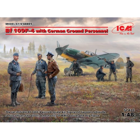 Messerschmitt Bf 109 F-4 with German Ground Personnel  -  ICM (1/48)