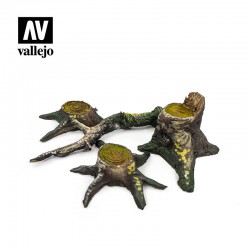 Stumps with Roots / Souches avec Racines (4pcs)  -  Vallejo (1/35)