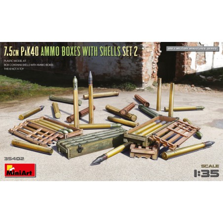 7.5cm PaK40 Ammo Boxes with Shells Set 2  -  MiniArt (1/35)