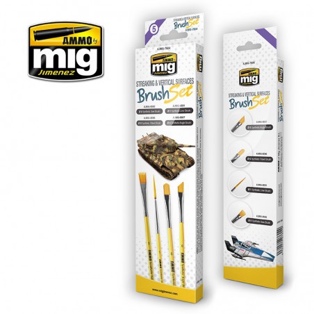 Streaking & Vertical Surfaces Brush Set  -  Ammo Mig