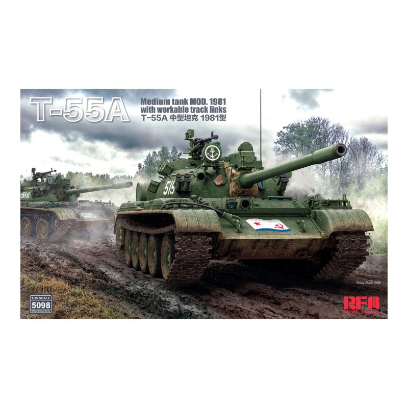 T-55A Mod. 1981 Medium Tank with Workable Track Links  -  RFM (1/35)