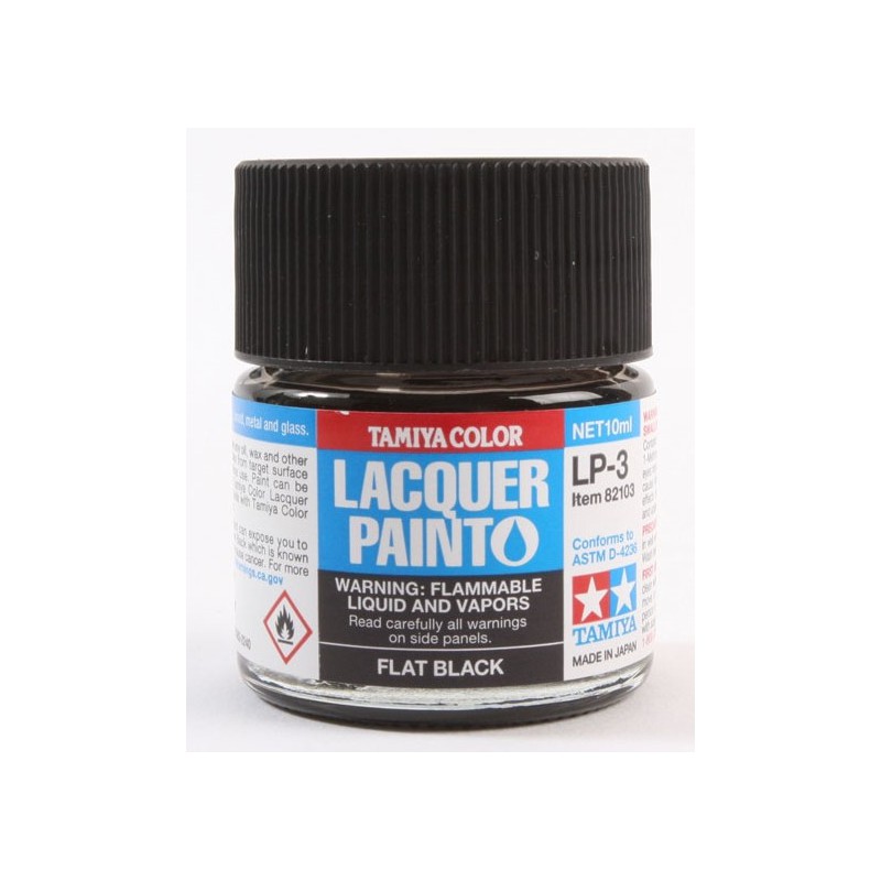 Tamiya Lacquer Paint 10ml  -  LP-3 Flat Black