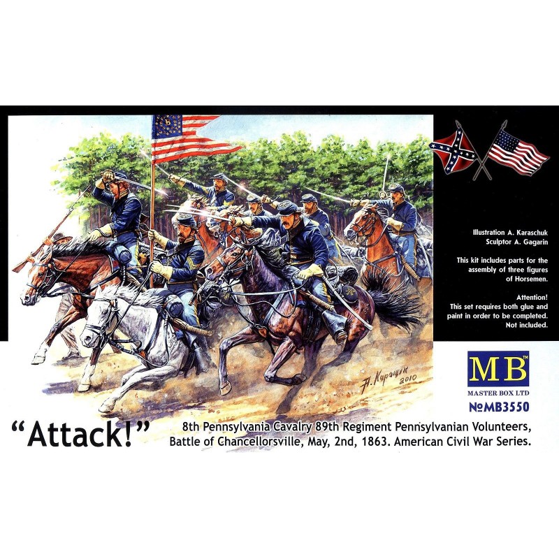 U.S. Civil War Series "Attack" 8th Pennsylvania Cavalry 89th Regiment Pennsylvanian Volunteers  -  Master Box (1/35)