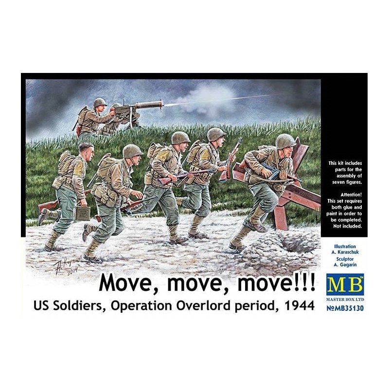 Move,move, move !!!  U.S. Soldiers operation Overlord 1944  -  Master Box (1/35)