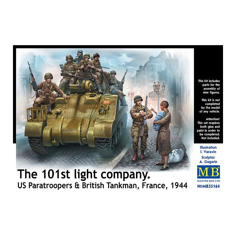 The 101st Light Company U.S. Paratroopers & British Tankman France 1944  -  Master Box (1/35)